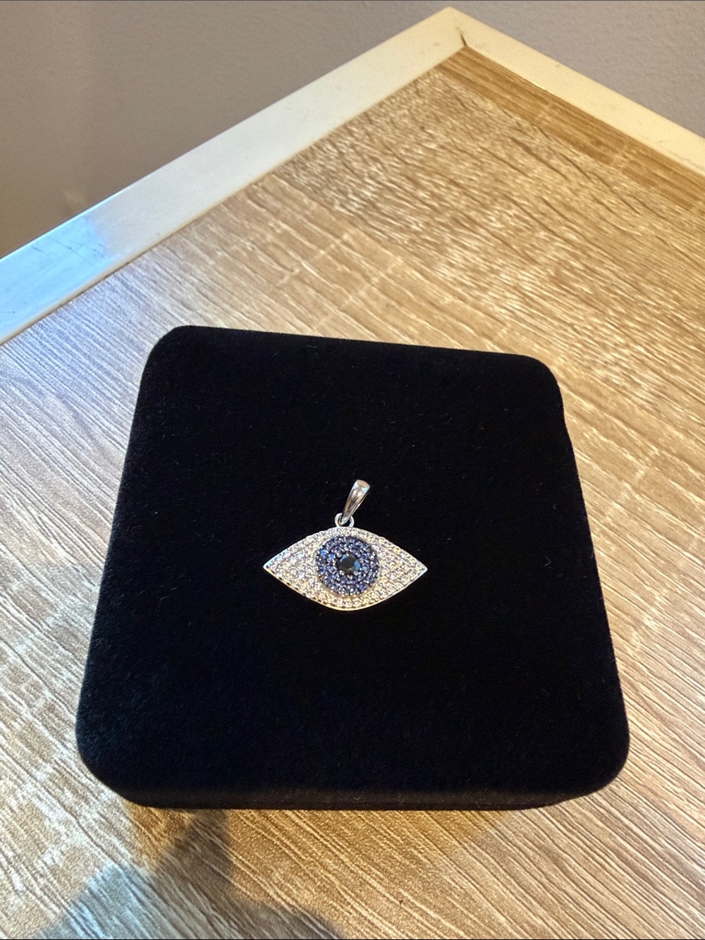 925 Sterling Silver Cubic Zirconia Evil Eye Pendant Charm